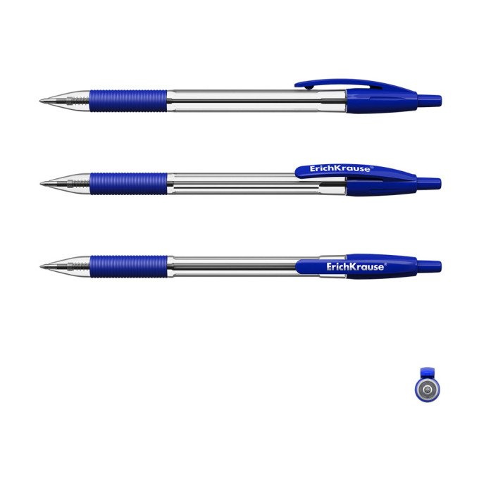 Penna a sfera a scatto ErichKrause R-301 Matic&Grip Classic 1.0, colore inchiostro: blu (confezione da 50 pezzi)
