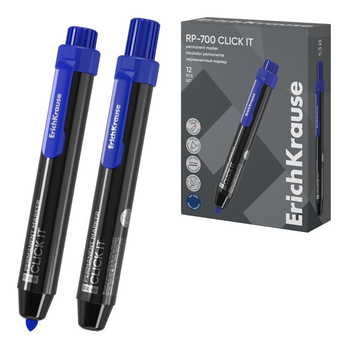 1 Pennarello indelebile a scatto ErichKrause RP-700 Click it, colore inchiostro: blu
