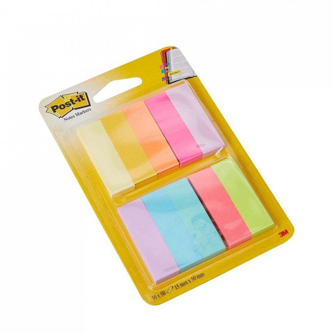 Post-it Segnapagina in Carta 10 Colori Assortiti 12.7 x 44 mm 50 Segnapagina per Ogni Colore