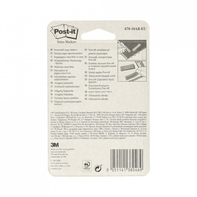 Post-it Segnapagina in Carta 10 Colori Assortiti 12.7 x 44 mm 50 Segnapagina per Ogni Colore