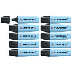 Evidenziatore Stabilo Boss Original Confezione da 10 Colore Azzurro Evidenziatore Stabilo Boss Original Confezione da 10 Colore Azzurro