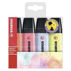Evidenziatore Stabilo Boss Original Patel Astuccio da 4 Colore Rosa Corallo, Fior di Ciliegio, Azzurro Ghiaccio, Lime Evidenziatore Stabilo Boss Original Patel Astuccio da 4 Colore Rosa Corallo, Fior di Ciliegio, Azzurro Ghiaccio, Lime
