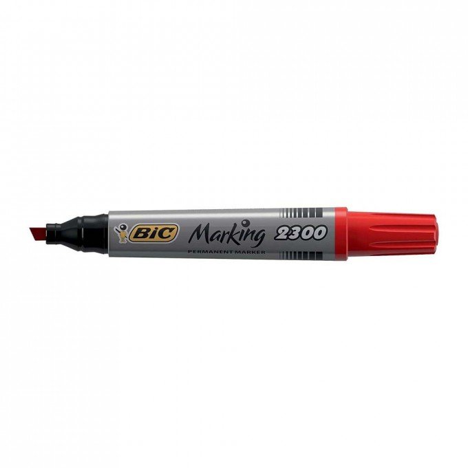BIC Marking 2300 Pennarello Permanente Colore Rosso Punta Resistente 3.7 5.5 mm Confezione da 12 Marcatori