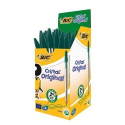 BIC Penne Verdi a Sfera, Cristal Original, Punta Media, 1 mm, Confezione da 50 Penne BIC Penne Verdi a Sfera, Cristal Original, Punta Media, 1 mm, Confezione da 50 Penne