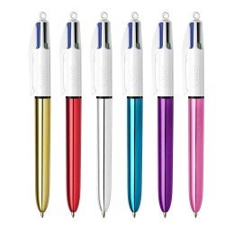Penna a Scatto Bic 4 Colori Original COLOUR SHINE Confezione da 12 penne Penna a Scatto Bic 4 Colori Original COLOUR SHINE Confezione da 12 penne