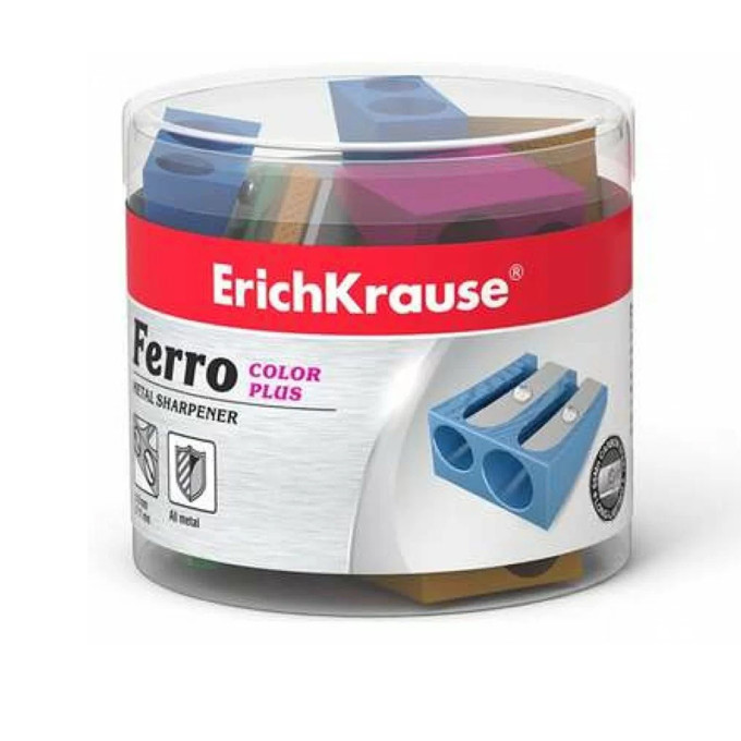 Confezione 20 Temperamatite ErichKrause doppio foro diametro 8 e 11 mm in alluminio - Colori assortiti