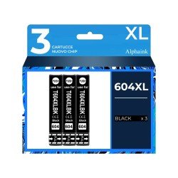 3 Cartucce Epson T604XL-BK C13T10H14010 Nero Compatibile 3 Cartucce Epson T604XL-BK C13T10H14010 Nero Compatibile