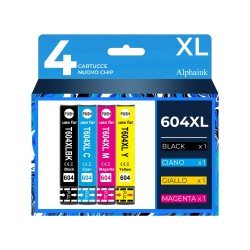 4 Cartucce Epson T604XL C13T10H14010 Nero + Colore Compatibili  4 Cartucce Epson T604XL C13T10H14010 Nero + Colore Compatibili