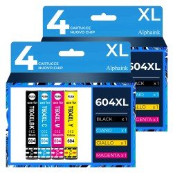 8 Cartucce Epson T604XL C13T10H14010 Nero + Colore Compatibili  8 Cartucce Epson T604XL C13T10H14010 Nero + Colore Compatibili