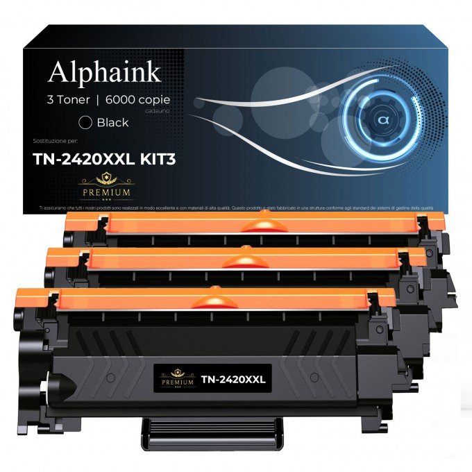 3 Toner Brother TN-2420XXL CON CHIP Nero Compatibili | Alphaink
