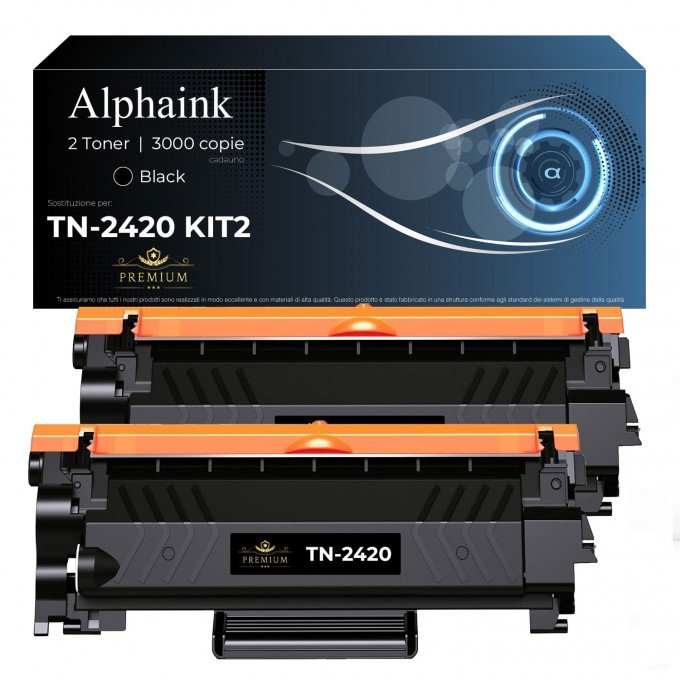 2 Toner Brother TN-2420 Nero CON CHIP Compatibili | Alphaink 2 Toner Brother TN-2420 Nero CON CHIP Compatibili | Alphaink
