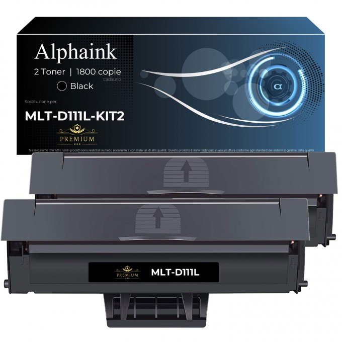 2 Toner Samsung MLT-D111L SU799A Nero Compatibili | Alphaink 2 Toner Samsung MLT-D111L SU799A Nero Compatibili | Alphaink