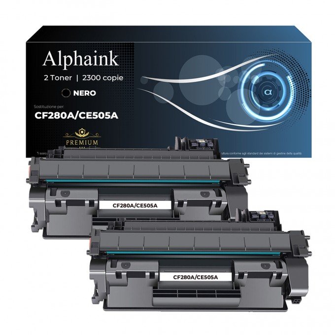 2 Toner HP CF280A-CE505A 80A 05A Nero Compatibili 2 Toner HP CF280A-CE505A 80A 05A Nero Compatibili