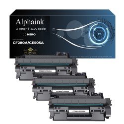 3 Toner HP CF280A-CE505A 80A 05A Nero Compatibili 3 Toner HP CF280A-CE505A 80A 05A Nero Compatibili