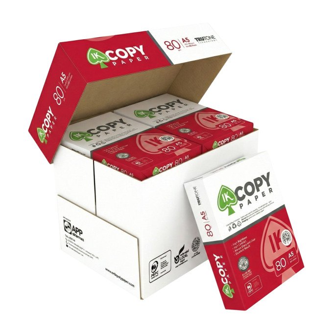 Carta A5 IK COPY PAPER 80gr – 10 risme da 500 fogli
