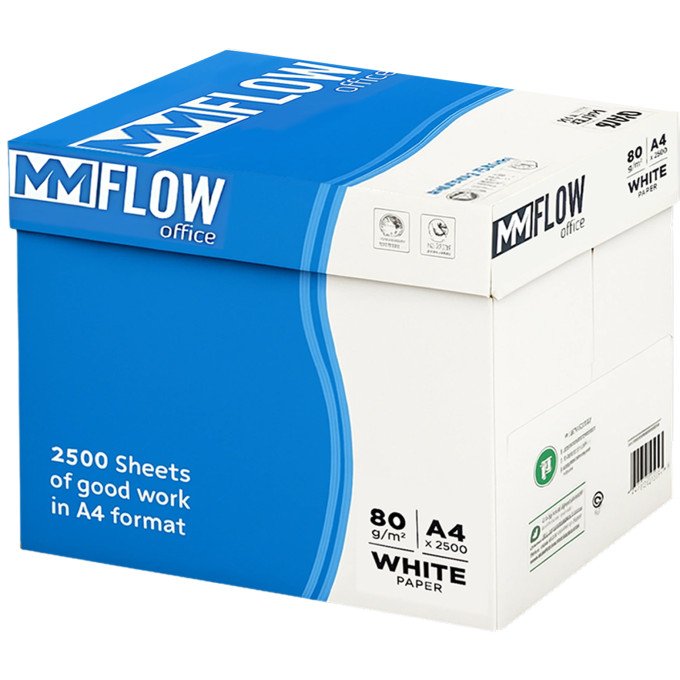 Mezzo Bancale Carta A4 80 gr MM FLOW Office - 120 Risme Per Stampante, Ufficio, Fotocopie, Multiuso - Bianca Mezzo Bancale Carta A4 80 gr MM FLOW Office - 120 Risme Per Stampante, Ufficio, Fotocopie, Multiuso - Bianca