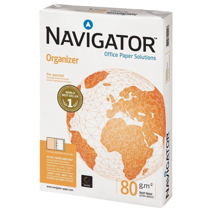 Carta A4 Navigator Organizer 80 gr - 2 risme da 500 fogli forati Carta A4 Navigator Organizer 80 gr - 2 risme da 500 fogli forati
