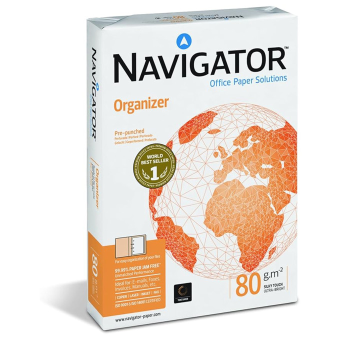 Carta A4 Navigator Organizer 80 gr - 2 risme da 500 fogli forati Carta A4 Navigator Organizer 80 gr - 2 risme da 500 fogli forati