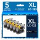 5 Cartucce Brother LC-123-BK LC121 Nero Compatibili