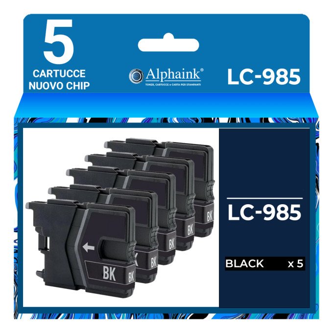 5 Cartucce Compatibili per Brother LC-985 Nero