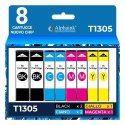 8 Cartucce Epson T1305 C13T13054510 Nero e Colori Compatibili 8 Cartucce Epson T1305 C13T13054510 Nero e Colori Compatibili