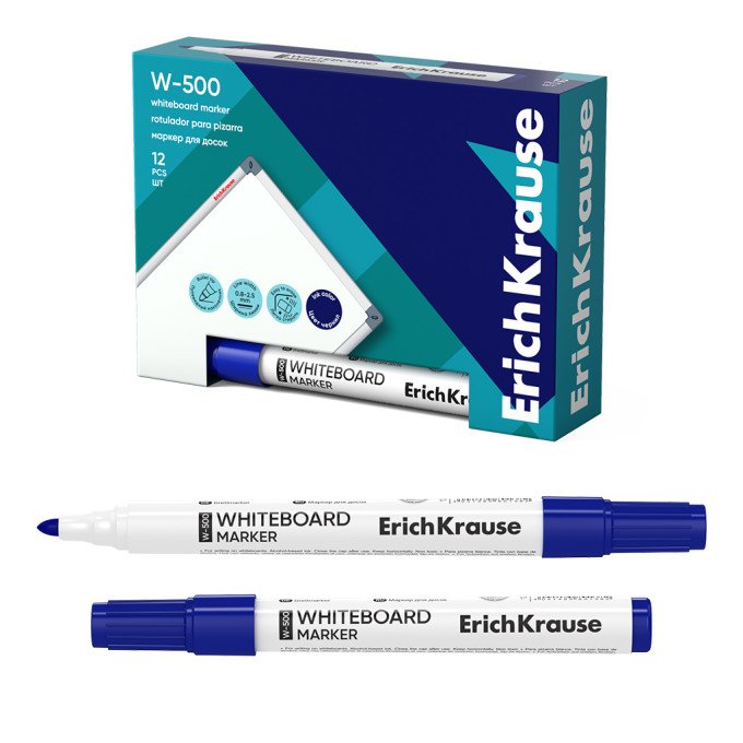 Pennarello per lavagna bianca ErichKrause W-500, colore inchiostro: blu (confezione da 12 pezzi)
