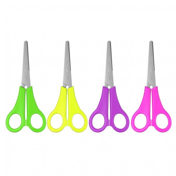 Forbici Erichkrause Joy - Lame in acciaio inox - Estremità arrotondate - Impugnature in plastica per uso intensivo - Colori assortiti
