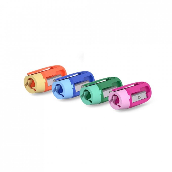 1 Temperamatite in plastica Erichkrause Joy - 1 foro da 8 mm - Lama a spirale in acciaio al carbonio - Clip di fissaggio - Colori assortiti
