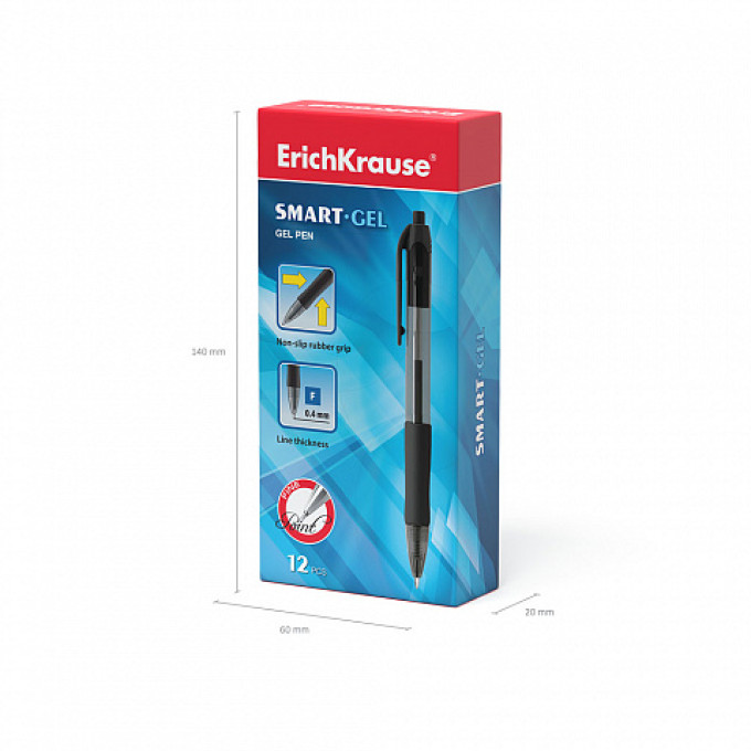 Box 12 Penne a scatto con inchiostro gel nero ErichKrause Smart-Gel Matic&Grip