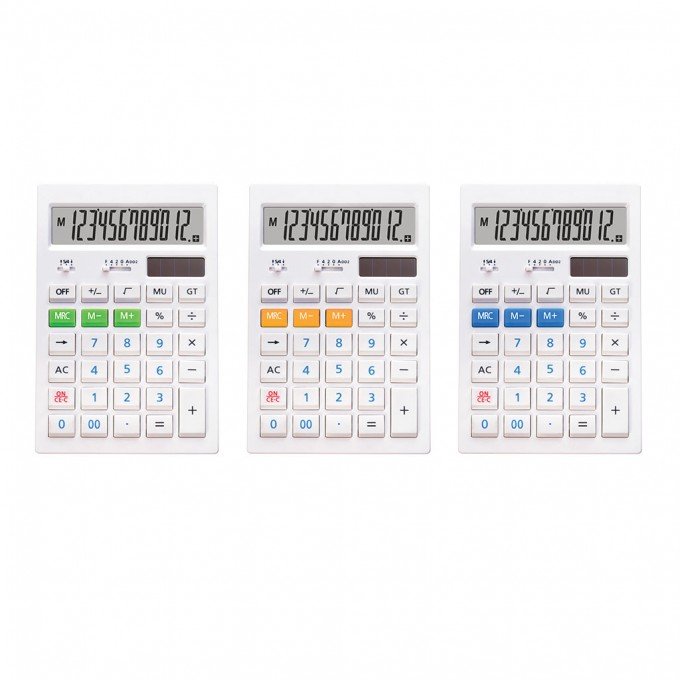 Calcolatrice elettronica a 12 cifre ErichKrause Cc-352 - Display LCD - Funzioni matematiche di base - Memoria - Alimentazione solare - Vari colori