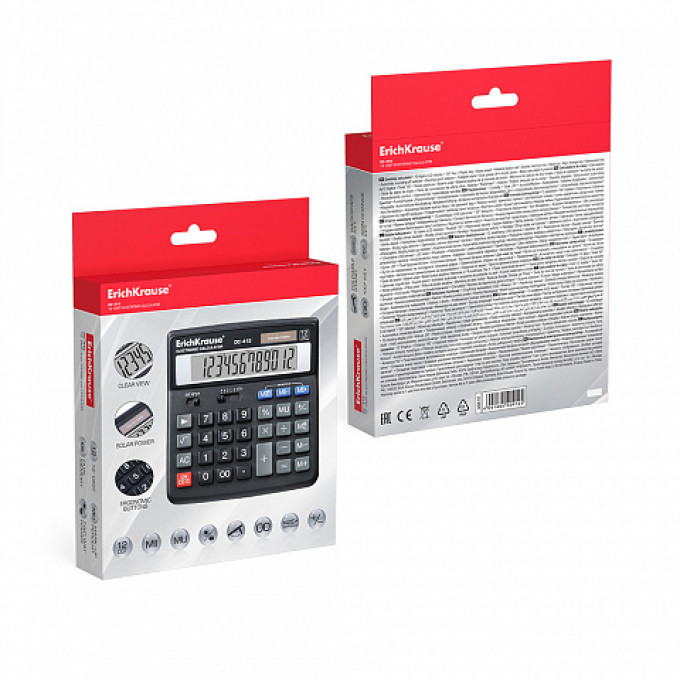 Calcolatrice da tavolo Erichkrause CD-412 Nera a 12 cifre Calcolatrice da tavolo Erichkrause CD-412 Nera a 12 cifre