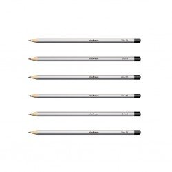 Set di 4 matite di grafite HB ErichKrause Jet Black, esagonali, con gomma Set di 4 matite di grafite HB ErichKrause Jet Black, esagonali, con gomma