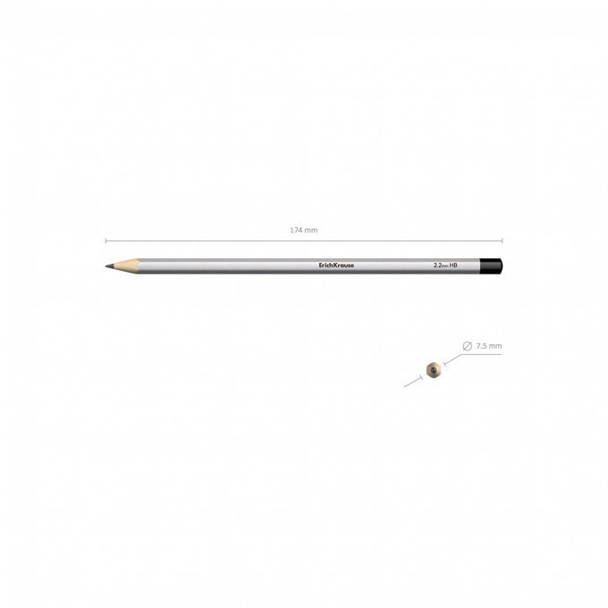 Set di 4 matite di grafite HB ErichKrause Jet Black, esagonali, con gomma