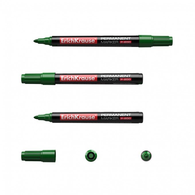 12 Pennarelli permanenti Erichkrause P-200 - Punta a forma di proiettile - Resistente all'acqua e ai raggi UV - Colore verde