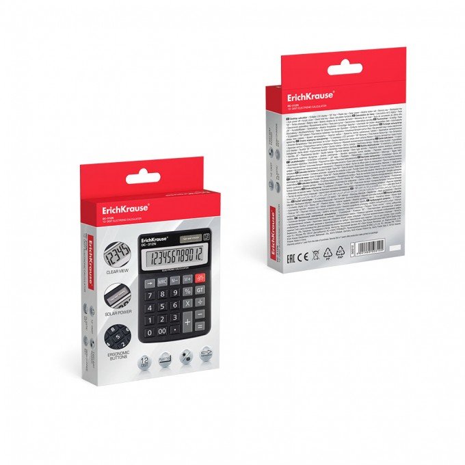 Calcolatrice elettronica da tavolo a 8 cifre ErichKrause DC-308N Classic, nera