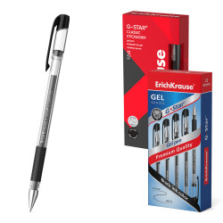 Box da 12 Penne a inchiostro gel nero ErichKrause G-Star Stick&Grip Classic