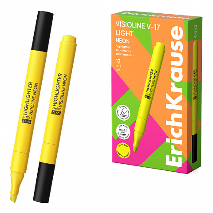 Box da 12 Evidenziatore ErichKrause Visioline V-17 Light Neon Giallo