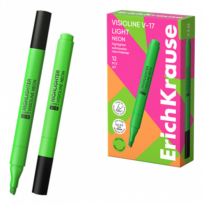 Box da 12 Evidenziatore ErichKrause Visioline V-17 Light Neon Verde