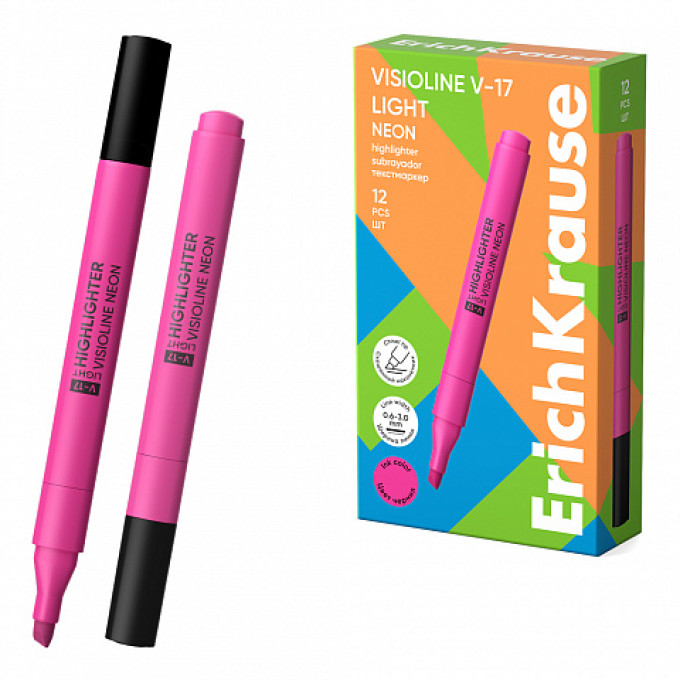 Box da 12 Evidenziatore ErichKrause Visioline V-17 Light Neon Rosa