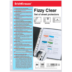 Set di fogli protettivi ErichKrause® Fizzy Clear, 40 mcm, A4 trasparenti (conf. 100 pezzi) Set di fogli protettivi ErichKrause® Fizzy Clear, 40 mcm, A4 trasparenti (conf. 100 pezzi)