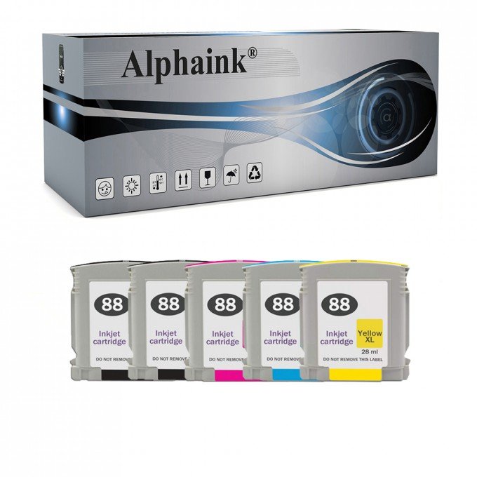 5 Cartucce HP 88 Nero + Colore Compatibili 5 Cartucce HP 88 Nero + Colore Compatibili