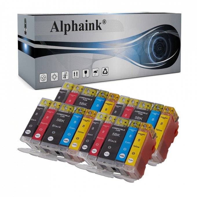 20 Cartucce Canon PGI-5BK CLI-8 Nero + Colore CON CHIP Compatibili 20 Cartucce Canon PGI-5BK CLI-8 Nero + Colore CON CHIP Compatibili