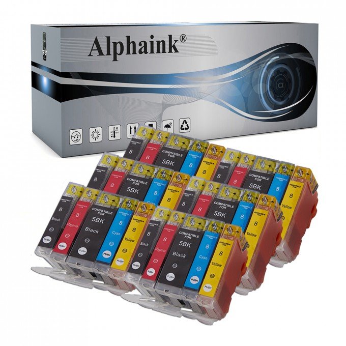 30 Cartucce Canon PGI-5BK CLI-8 Nero + Colore CON CHIP Compatibili 30 Cartucce Canon PGI-5BK CLI-8 Nero + Colore CON CHIP Compatibili