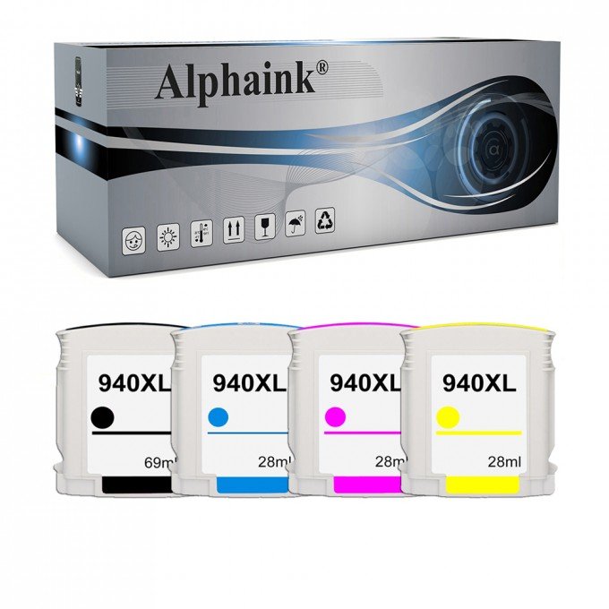 4 Cartucce HP 940 XL Nero + Colore Compatibili 4 Cartucce HP 940 XL Nero + Colore Compatibili