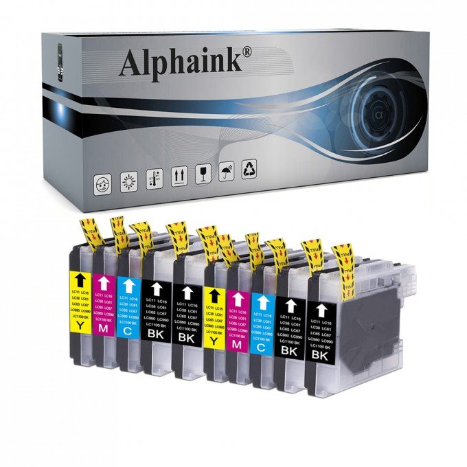 10 Cartucce Brother LC-980 LC-1100 Nero + Colore Compatibili 10 Cartucce Brother LC-980 LC-1100 Nero + Colore Compatibili