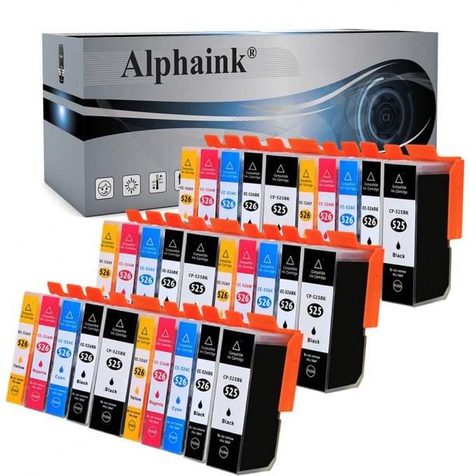 30 Cartucce Canon PGI-525 CLI-526 Nero + Colore Compatibili 30 Cartucce Canon PGI-525 CLI-526 Nero + Colore Compatibili