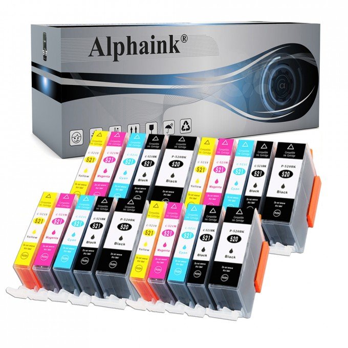 20 Cartucce Canon PGI-520-CLI521 Nero + Colore CON CHIP Compatibili 20 Cartucce Canon PGI-520-CLI521 Nero + Colore CON CHIP Compatibili