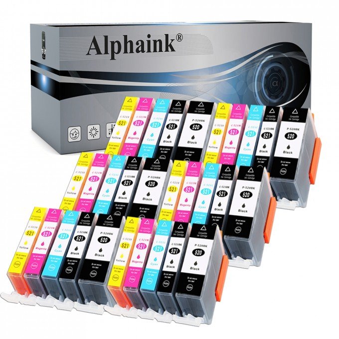30 Cartucce Canon PGI-520 Nero + Colore CON CHIP Compatibili