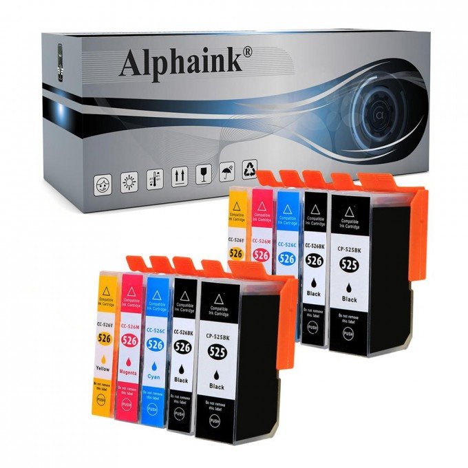 10 Cartucce Canon PGI-525 CLI-526 Nero + Colore Compatibili 10 Cartucce Canon PGI-525 CLI-526 Nero + Colore Compatibili
