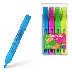 Set di 4 evidenziatori ErichKrause Liquid Visioline V-14 Neon, colori inchiostro: giallo, verde, rosa, blu (astuccio) Set di 4 evidenziatori ErichKrause Liquid Visioline V-14 Neon, colori inchiostro: giallo, verde, rosa, blu (astuccio)